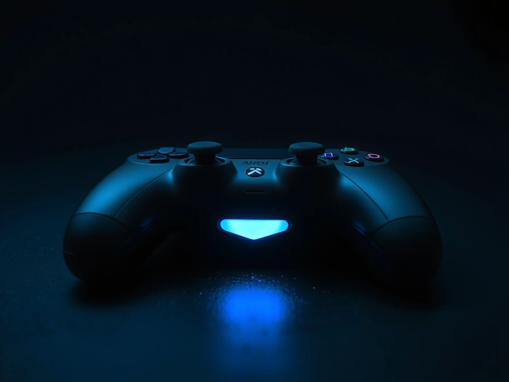 Controller with cyan glow